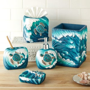 Blue Sea Turtle Bath Accessories