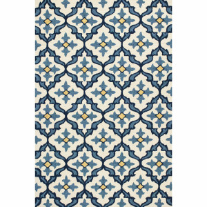 Harbor Ivory and Blue Mosaic Indoor/Outdoor Rugs