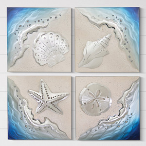 Caribbean Shore Seashells Metal Wall Art